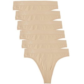 Balanced Tech Women's Seamless Thong Panties 6-Pack - Nude - Medium