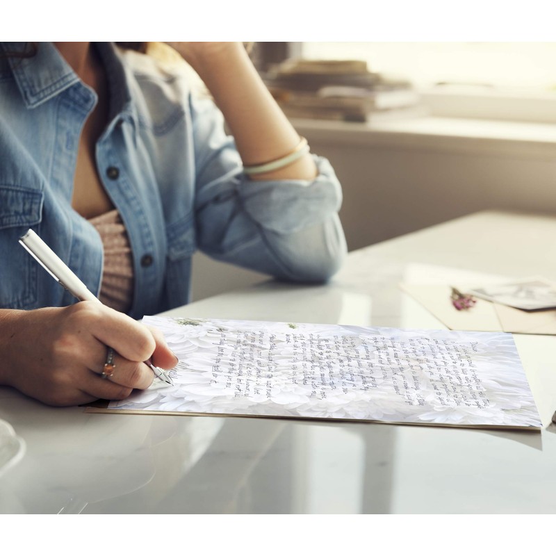 Great Papers! White Soft Petals Letterhead Stationery, 8.5" x 11",