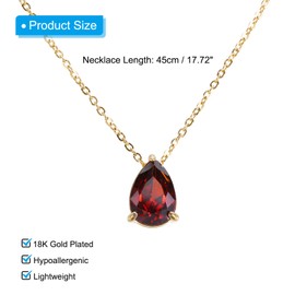 PATIKIL Birthstone Necklace for Women, Teardrop Cubic Zirconia Pendant Necklace, Dainty 18K Gold Plated Diamond Simple Necklaces Birthday Christmas Gifts for Women, Dark Red