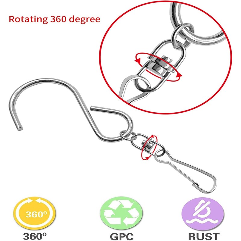 MFDSJ 24 Pcs Swivel Clip Hanging Hooks, Stainless Steel 360