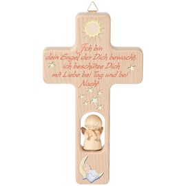 Kreuz mit Engel 'Ich bin ...' alabaster