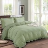 Double Green Duvet Cover Set White 3 Pieces Seersucker Duvet