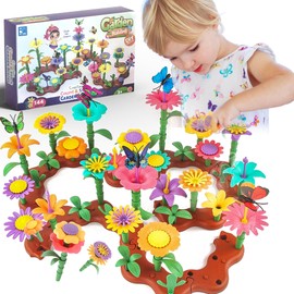 144PCS Children's Flower Garden Building Toy Set, Theme: Garden Design Game, Suitable for Girls Aged 3-8, STEM Preschool Children Stacking Toys