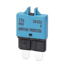 DMiotech 1 Pack 28V DC 15A Blue ATC/ATO Manual Mini Resettable Fuse for Automotive Circuit Breaker Reset Fuses Low Profile Blade Fuses for Car Truck SUV Marine Boat Motorcycle