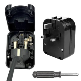 Euro Earthed to UK Converter Plug, EU to UK Plug Converter, 13 Amp Plug UK Fused with Screwdriver, EU to UK Plug, EU Plug Adapter to UK, Black