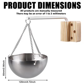 Aroma Bowl Sauna, 12 cm Stainless Steel Sauna Evaporator Bowl with Chain and Accessories, 350 ml Hanging Sauna Room Spa Holder, Round Hanging Bowl Cup Essential Oil Bowl for Sauna and Spa