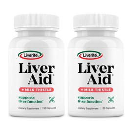 Liverite Liver Aid with Milk Thistle 2-Pack 150 Capsules (Total 300), Liver Support, Liver Cleanse, Liver Care, Improves Energy