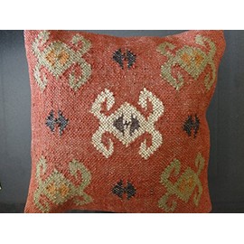 Trade Star Handwoven Kilim Pillow Covers 18x18, Indian Outdoor Cushions, Sofa Throw Pillow Cases, Decorative Boho Jute Pillow Shams