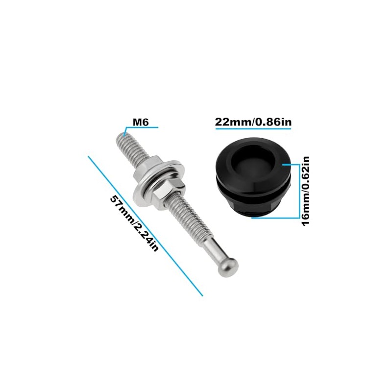2pcs 22mm Motorcycle Side Cover Push Button Release M6 Compatible