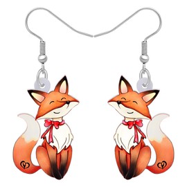 YAYAKO Cute Fox Earrings Fashion Jewelry Acrylic Drop Dangle Earrings for Women Girls Party Favors Fox Gifts Charms, Acrylic, No Gemstone