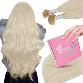 YoungSee Extensions Real Human Hair U Tip Platinum Blonde 16Inch Utip Extensions Blonde Keratin Hair Extensions Blonde Pre Bonded Hair Extensions Natural Luster 1G/S 50G