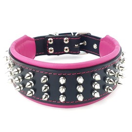 Bestia Genuine Leather Dog Collar with Screw Tips and Leather Inner Padding. 6.5 cm Wide. Fits Sizes M, L, XL, XXL. 42.5 to 75 cm Neck Circumference. Top Quality