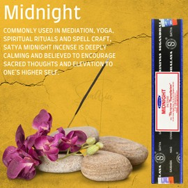 Satya Nag Champa Midnight Incense Sticks | x1 pack | comes with SAMASIA bookmark | Incense can be used for Aromatherapy, Spa, Yoga, Weddings, Meditation, Healing, Positivity and Relaxation