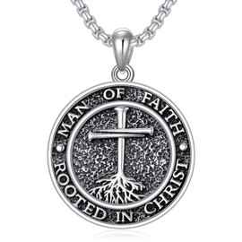 MEIDERBO Three Nail Cross Necklace 925 Sterling Silver 3 Nail Cross Pendant Christian Jewelry Gifts for Men 22+2", Sterling Silver, No Gemstone