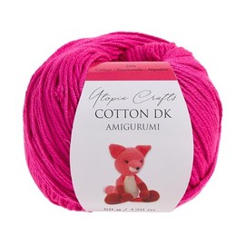 Utopia Crafts Amigurumi Cotton DK Yarn for Crochet and Knitting 50% Cotton, 50% Acrylic Blended, 50g (1, Strong Pink)