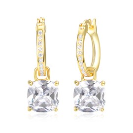 AENEAS Hoop Drop Dangle Earrings Gold Filled Sterling Silver Dainty Dangly Crystal Dangling 2 in 1 Jewelry Gift for Christmas Anniversary (Clear)