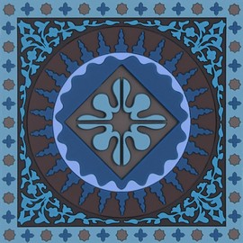 Images d'Orient Coaster Mosaic Blue 9x9cm PVC 50g Washable Shatterproof Heat Resistant Compatible with Most Cookware