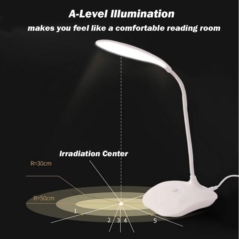 LED Table Lamp,Portable Eye-Protected Flexible Gooseneck Small Desk Lights for