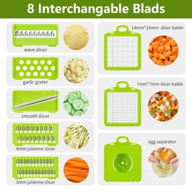 16 in 1 Vegetable Chopper,Veg Chopper and Dicer with 1.2L Container & Draining Basket, Kitchen Multifunctional Mandoline Vegetable Slicer for Veggies,Onion,Garlic,Potatoes and Salads (Grey)