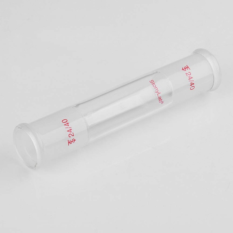 stonylab Glass Straight Connecting Adapter, Borosilicate Glass 70mm Between Two