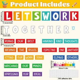 Motivational Bulletin Board Decorations for Classroom Let's Work Together Wall Inspiration Door Decor Colorful Pencil Cutouts for Back to School Elementary Home Wall Door Supplies