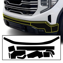 BOGAR TECH DESIGNS Lower Front Chrome Delete Overlay Film Compatible with GMC Sierra 1500 2022-2025, Gloss Black