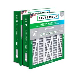 Filterbuy 24x24x5 Air Filter MERV 8 Essential Dust & Allergy Defense (2-Pack), Electrostatic Pleated HVAC AC Furnace Filters Replacement for Honeywell Return Grille (Actual Size: 22.38 x 22.38 x 4.38)
