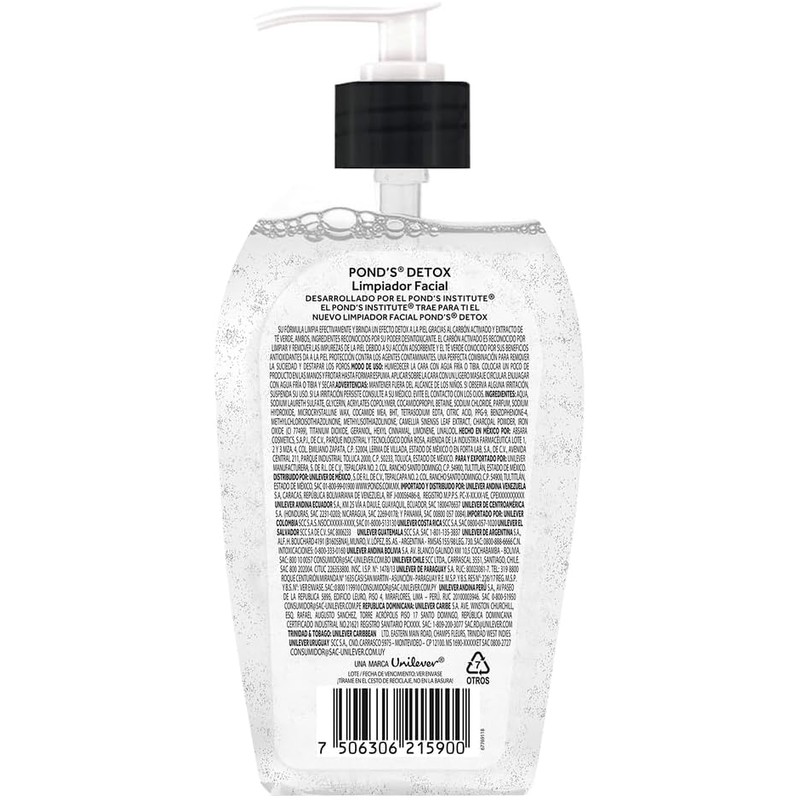 POND'S Limpiador Facial Detox con Carbón Activado y Té Verde