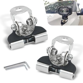 Eratus 2 PCS Car 1.3 " x 2.17 " LED Light Grille Base, Metal Structure + Rubber Wrapped Adjustable Angle Stable Shock-Absorbing Fixing Bracket, Non-Destructive Mounting Accessories, for Cars (Silver)