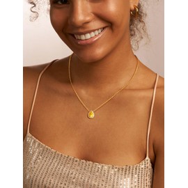 Gold Teardrop Crystal Birthday Necklace for Mother, Women's November Birthstone Pendant Anniversary Jewelry for Her