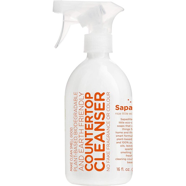 Sapadilla Grapefruit + Bergamot Biodegradeable Countertop Cleanser Spray, 16 Ounce, Clear