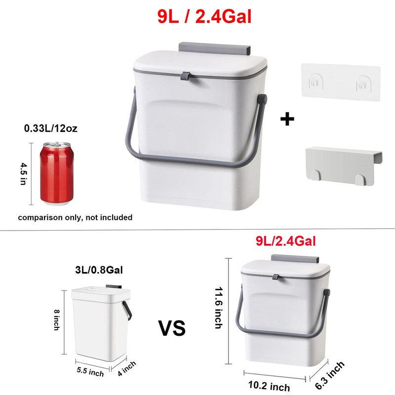 LALASTAR Small Trash Can with Lid, Kitchen Compost Bin for