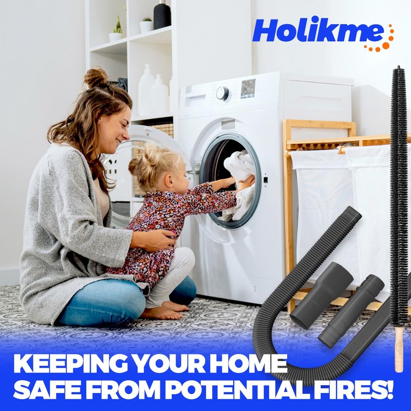 Holikme 2 Pieces Dryer Vent Cleaner Kit, Dryer Lint Vacuum