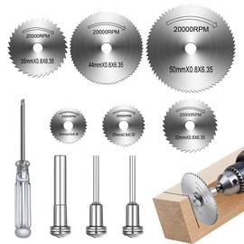 Set of 6 Rotary Steel Disc Saw Blades with 3 Chuck Shafts, Cutting Discs, Mini Saw Blades Made of High Speed Steel, Circular for Cutting Wood, Plastic and