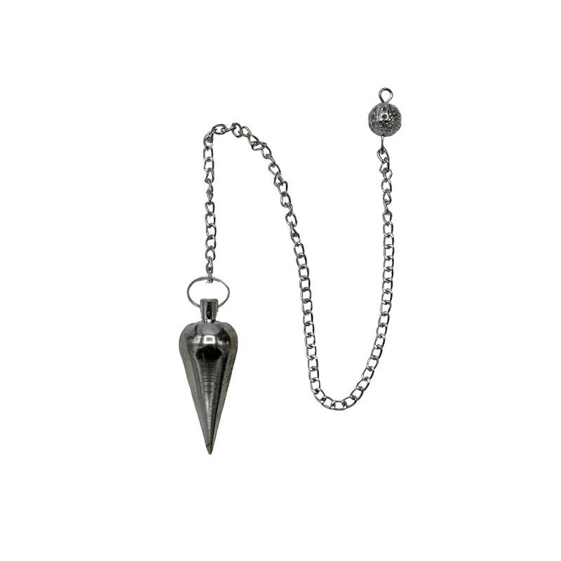 Péndulos de metal curativo para adivinación, cono de plata, acero