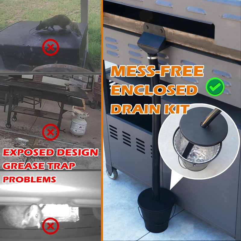 Rear Grease Drainage System for Blackstone Grease Catcher, Upgraded Grease