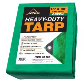 Apex Heavy Green Tarp - 5 MIL Multipurpose UV Resistant, Waterproof Protective Tarp - 18ft x 24ft