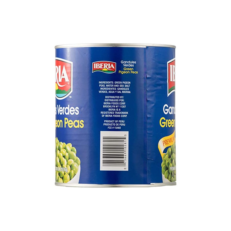 Iberia Green Pigeon Peas, 105 Oz