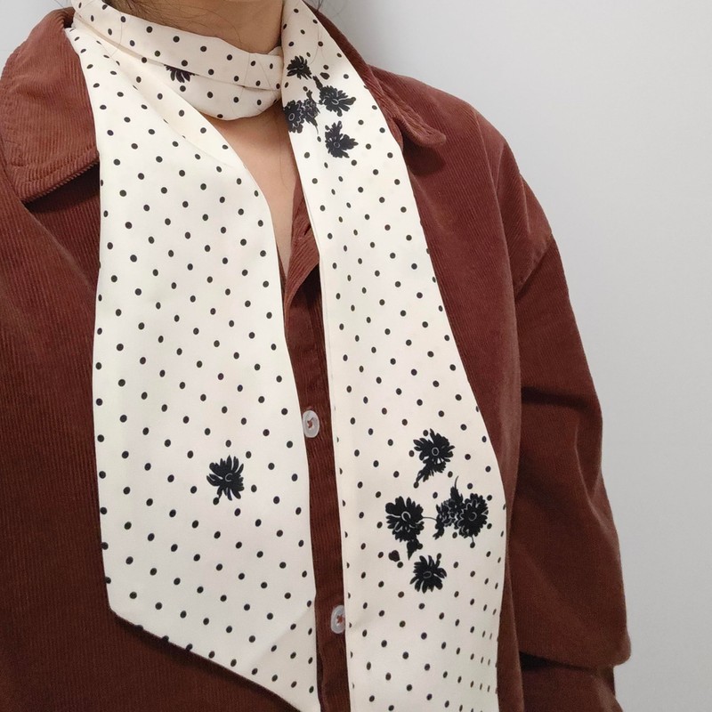 GIMIRO Elegant Ladies Silk Scarf 140 x 9 cm Polka
