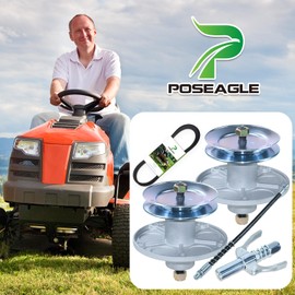 POSEAGLE 2 Pack 1001200MA Jackshaft Housing Assembly with 92852MA Pulley 37X86MA Replaces 1001194MA, 1001200, 721447, 726958, 726959, 092852MA, 037X86A, 037X86MA 38 inch Lawn Tractors