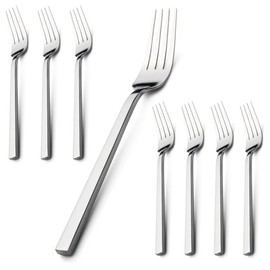 Alata Cube 8-Piece Forged Stainless Steel Dinner Forks, Mirror Finish, Dishwasher Safe