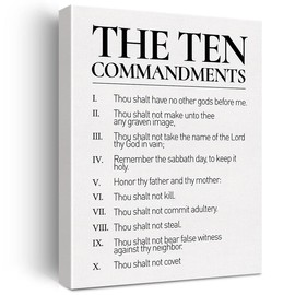 Christian Canvas Wall Art 10 Commandments Canvas Print Positive Scripture Canvas Painting Home Bedroom Wall Decor Framed Gift 12x15 Inch