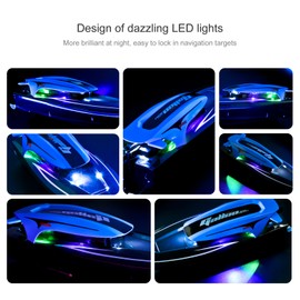 Remote Control Boat, 2.4G 20km/h High-speed Waterproof Remote Control Speed Boat with LED Lights Dual Motor