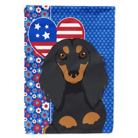 Caroline's Treasures WDK5188CHF USA American Canvas House Size Patriotic Flag, Dachshund - Longhair Black and Tan
