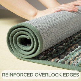 Biscpro Dirt Trapper Door Mats Indoor, Non-slip Barrier Mats for Indoor Outdoor, Super Absorbent Entrance Rug Machine Washable Soft Floor Carpet for Front Back door,Green, 60 x 90 cm