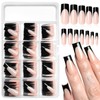 EternalClassic Black French Tip Press on Nails Long Square Fake