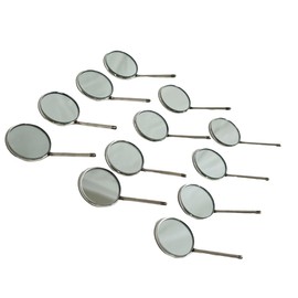12PK Dental Mirror #4 Front Surface with Handle Stainless Steel Oal Care Mouth Inspection Instruments (12PK with Handle)