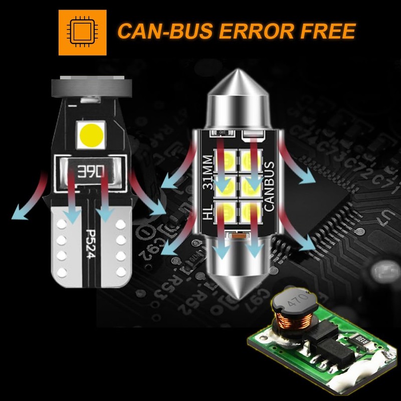 Winetis 6000K Bright White Interior LED Bulbs Kit Package Map