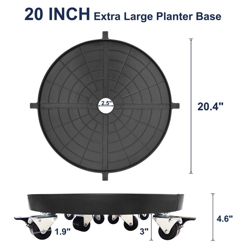 NOAMOO 20 Inch Plant Caddy with Wheels Outdoor Indoor, Extra