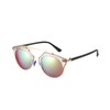 Komonee Round Sunglasses Rose Gold Frame Green Iridescent Lens Tint